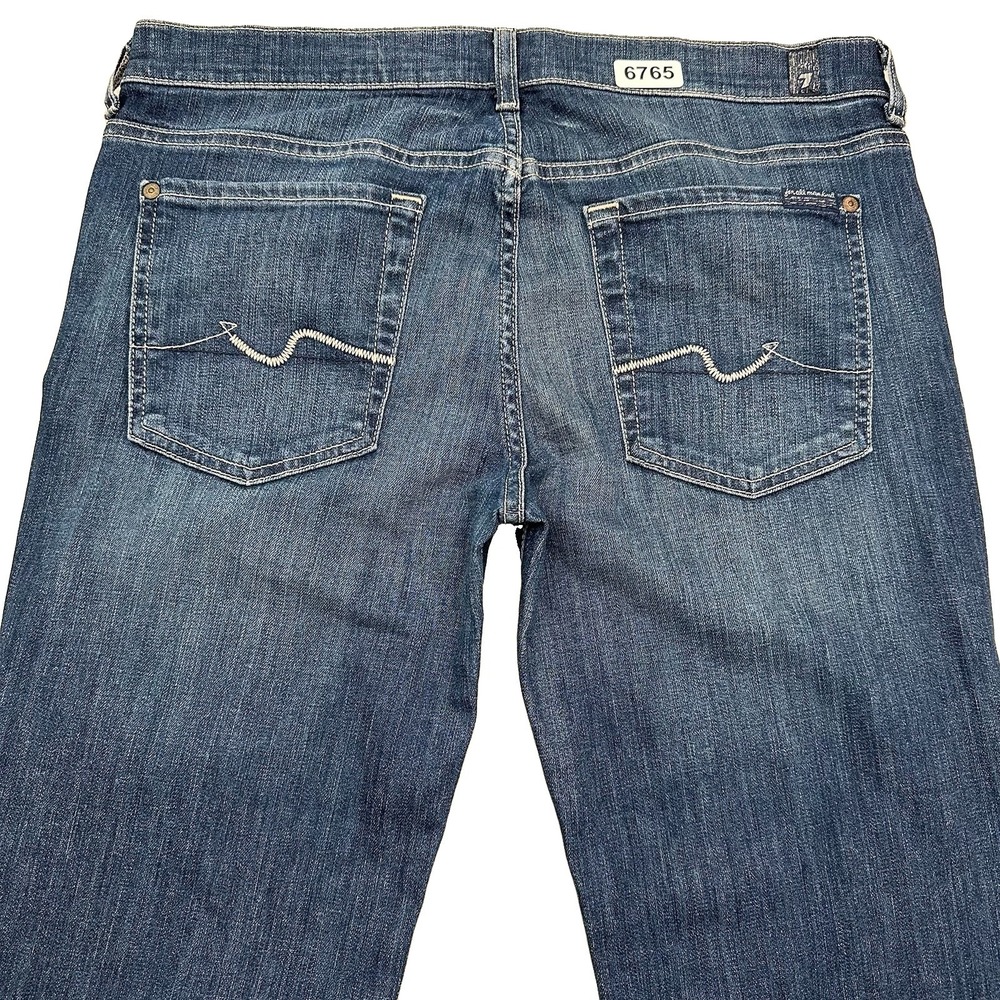 7 For All Mankind Bootcut Jeans Women 32 34x34 Dark Blue Low Rise Stretch Denim